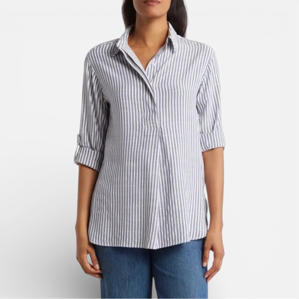 Max Studio Oversized Striped Button-Up Tunic – In… - image 5